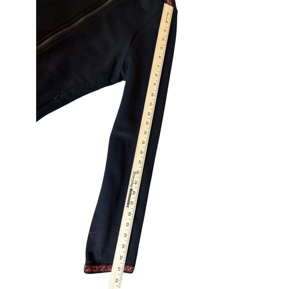 Saint & Sofia Cotton Biker Jacket size 18 Black Leopard Trim Full Zip - Picture 9 of 13